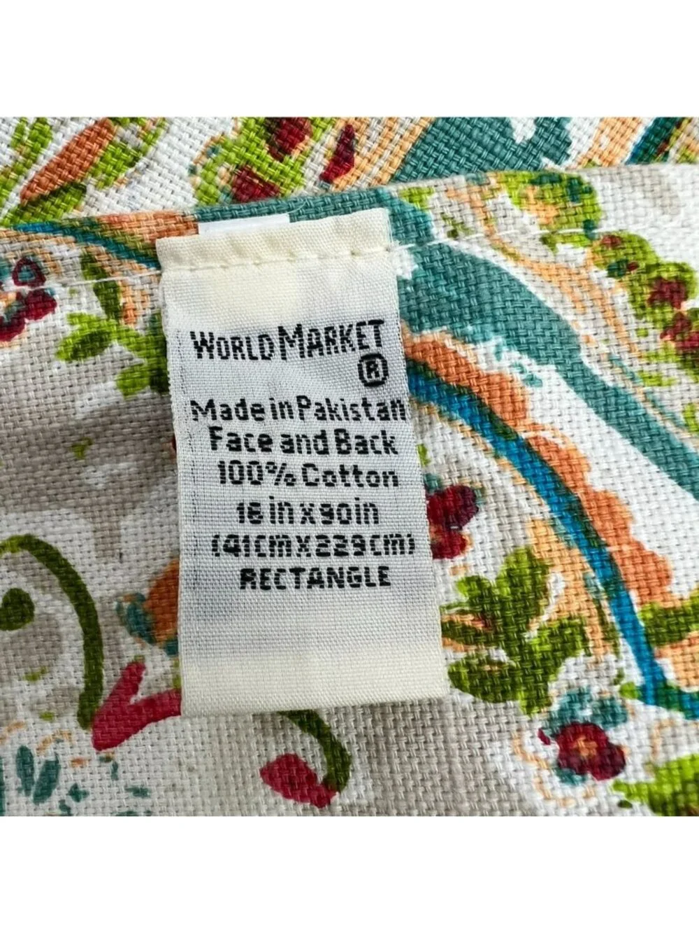 World Market Multicolor Colorful Paisley 100% Cotton Rectangle Table Runner